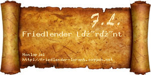 Friedlender Lóránt névjegykártya