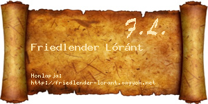 Friedlender Lóránt névjegykártya
